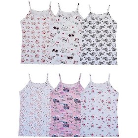 Resim Tutku 6Lı Kız Çocuk Ip Askılı Atlet Empirme Pamuklu Renkli 