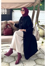 Resim Rabia Şamlı Yakut Angora Triko Kap Siyah Çok Renkli 