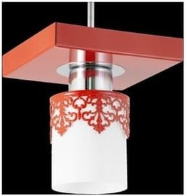 Resim Lambadar Tekli Modern Spor Model Kare Tepsi Taçlı Kırmızı Avize Nocolor-9A5A7942 Tek Ebat 3502-1Redtac 