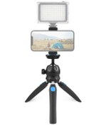 Resim Puluz Mini Vlog Canlı Sabitleyici Standı Akıllı Telefonlar İçin Telefon Kelepçeli Tripod Mavi 