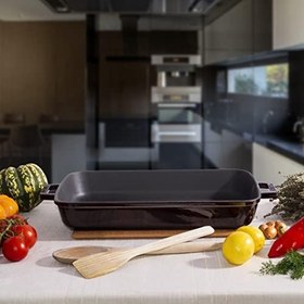 Resim Lava Metal Premium Serisi - Döküm Rosto ve Fırın Tepsisi, Dikdörtgen, 26x40 cm, Majolik Mor 