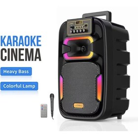 Resim Tastech MİKROFONLU BLUETOOTH SPEAKER LED IŞIKLI KARAOKE HOPARLÖR SD KART USB AUX BÜYÜK BOY HOPARLÖR 