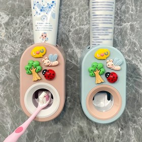 Resim 1 adet Sevimli Kelebek ve Sinek Tasarımı Otomatik Diş Macunu Dağıtıcısı - Yerden Tasarruf Sağlayan, Matkap Gerektirmeyen Duvar Montajı ile Kolay Erişimli Diş Fırçası Tutucu, Temizlemesi Kolay, Banyo için İdeal, Banyo Aksesuarı | Eğlenceli Tasarım | Dayanıklı Plastik, Diş Macunu Dağıtıcısı 