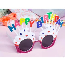 Resim Himarry Happy Birthday Yazılı Beyaz Fuşya Renk Parti Gözlüğü 12x7 Cm 