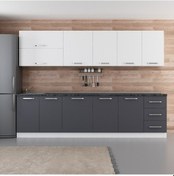 Resim Minar 295 Cm Mutfak Dolabı Beyaz Antrasit 295-A1 Beyaz 