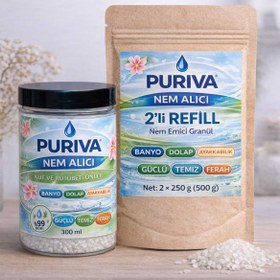 Resim PURIVA Nem Alıcı Refill Kavonoz + 2’li Paket - Nem Emici Granül 