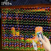 Resim Su Geçirmez LED Perde Işıkları Uzaktan Kumandalı - 8 Modlu USB Güçlü Tatil Dize Işıklar Noel, Şükran Günü, Paskalya, Cadılar Bayramı, Sevgililer Günü Dekoru için, İç ve Dış Mekan Kullanımı, Romantik Atmosfer Aydınlatması, Süsleme Işıkları 