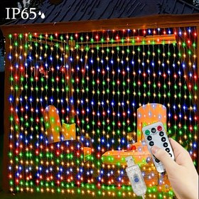 Resim Su Geçirmez LED Perde Işıkları Uzaktan Kumandalı - 8 Modlu USB Güçlü Tatil Dize Işıklar Noel, Şükran Günü, Paskalya, Cadılar Bayramı, Sevgililer Günü Dekoru için, İç ve Dış Mekan Kullanımı, Romantik Atmosfer Aydınlatması, Süsleme Işıkları 
