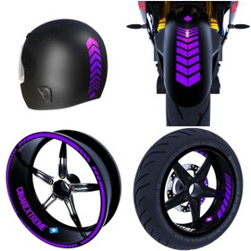 Resim Çınar Extreme Moto Rider 4'lü Sticker Seti Iç Dış Jant Şeridi Kask Çamurluk 