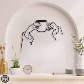 Resim NR Dizayn (5) Elde Fincan Metal Duvar Tablosu 49 X 34 