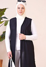 Resim Ferace Uzun Buyuk Beden Yelek Kadin Hermevsim 