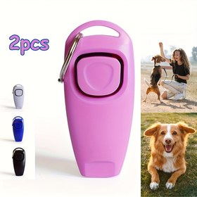 Resim 2 adet Plastik Köpek Eğitim Tıkacı ve Düdük, 2'si 1 Arada, Pil Gerektirmez, Pozitif Teşvik Aracı, Yiyecek Ödülleri ile, Köpekler için Komutları Öğretmek İçin İdeal: Eller Sallayarak Oturmak, Ayakta Kalmak, Yüksek Beş İçin vb. 