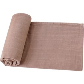 Resim Tinybabyconcept Soft Organik % 100 Pamuk Tek Kat Müslin Kundak Örtüsü Bebek Battaniyesi Bej Renk 110x110 Cm 