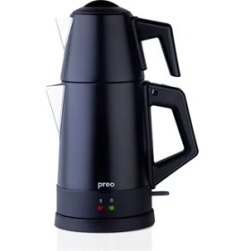 Resim Preo PTM08 1,8 Lt 1800W Çelik Demlikli Siyah Çay Makinesi 