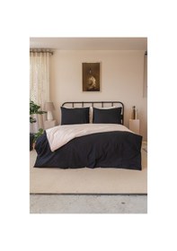 Resim Nevresim Takımı Tek Kişilik Lastikli Çarşaflı Bej - Siyah 