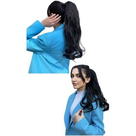 Resim Caş Dekorasyon Siyah Renk Çıtçıtlı Dalgalı At Kuyruğu Saç Siyah 