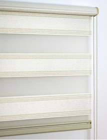 Resim Buperde Beyaz - Altın Simli Pilise Pliseli Zebra Stor Perde 