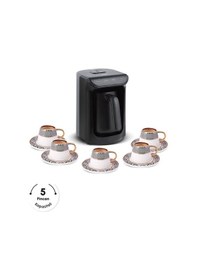 Resim Karaca Hatır Közde Türk Kahvesi ve Türk Kahve Makinesi Krem 5 Fincan Kapasiteli Bol Köpüklü 