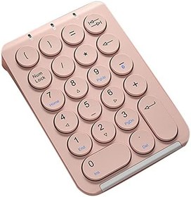 Resim Kablosuz Sayısal Tuş Takımı Bluetooth Yuvarlak Tuşlar Sayısal Tuş Takımı 22 Tuşlu Sayısal Klavye Şarj Edilebilir (Pembe) 
