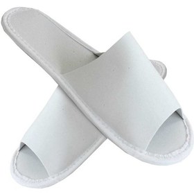 Resim 10 Çift Spa Terliği Önü Açık Kaymaz Tabanlı Biyesiz Beyaz Otel Terliği Tek Kullanımlık Kullan At Beyaz 