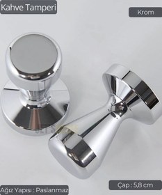 Resim Tamper Krom Kaplama Kahve Tamperi 58 Mm Diğer 