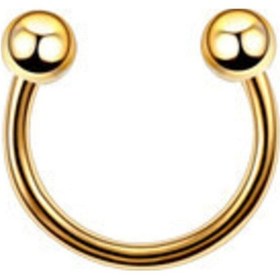 Resim 316 Cerrahi Medikal Çelik Tragus , Kıkırdak Ve Septum Piercing S Beden Gold Renk Koyu Mavi 