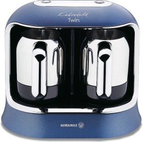 Resim Korkmaz Çift Hazneli Mavi ve Krom Renkli Kahve Makinesi Azura/krom Kahvekolik Twin 
