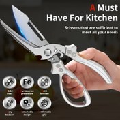 Resim 1 adet 3CR Paslanmaz Çelik Mutfak Makası - Otomatik Güçlü Kemik Makası, Pürüzsüz Ergonomik Sap, Evde Pişirme için Temel Aracı, Sebzeleri ve Meyveleri Kesmek için Çok Fonksiyonlu, Rahat Tutuş, Kemik Kesme Makası | Ergonomik Sap | Paslanmaz Çelik Yapı, Mutfak Makası 