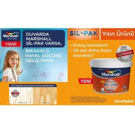 Resim Marshall Sil-Pak Leke Tutmaz Duvar Boyası 7.5 Lt - (10 Kg) 