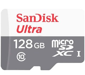 Resim Sandisk Ultra 128GB 100MB/s microSDXC UHS-I SDSQUNR-128G-GN6MN Hafıza Kartı Açık Gri 