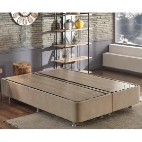 Resim Niron Ela Baza -180X200 cm Çift Kişilik Sandıklı Sütlü Kahve Kumaş Baza Silinebilir Soho Kumaş 