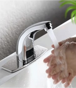 Resim FAWER Faucet & Shower Fleko Çift Çıkışlı Krom Fotoselli Sensörlü Lavabo Bataryası 