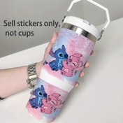 Resim DIY Seti 2 Adet Disney Stitch Bardak Çıkartmaları - 40oz Camlar, Şişeler, Okul Malzemeleri vb. için Uygun, Su Şişesi Dekoratif Etiketleri 