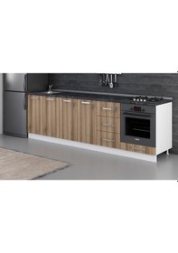 Resim Minar 265 Cm Mutfak Dolabı Beyaz Dore 265-D3-Alt Modül Beyaz 