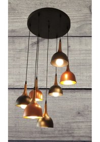 Resim Mylights Rustik Vintage Metal Bakir Ve Siyah Sarkit Yüksek Tava 