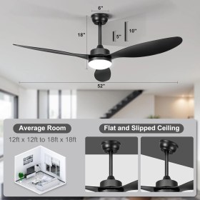 Resim 40 Watt, 3 Işık Modlu, 6 Kademeli, Kumandalı, Çok Şık ve Kaliteli Tavan Vantilatörü Ledli Vantilatör 
