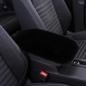 Resim Chuangyinshop Siyah Yumuşak Pembe Peluş Suni Tavşan Kürk Kolçak Yastığı Konforlu Konsol Koruyucu 