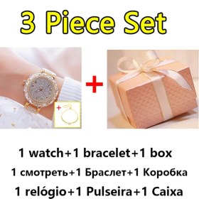 Resim Hanyang 3 Adet Altın Moda Kadın Bilezik Saatler Paslanmaz Çelik Taklidi Kristal Bayanlar Kuvars Izle Kadın Elbise Saat Dropshiping Montre Femme (Yurt Dışından) 