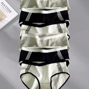 Resim 6 Paket Basit Rahat Spor Kadın İç Çamaşırı Üç Çizgi Günlük Yoga Nefes Alabilir ve Rahat Kadın Külotları 