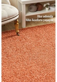 Resim Modern Desensiz Kiremit Rengi Salon Halısı Oturma Odası Halısı Çocuk Halısı Yumuşak Halı Yuvarlak Kiremit 