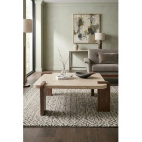 Resim tridihome Traverten Taş Dokulu Kare Orta Sehpa Ahşap Ayaklı Modern Tasarım Geçme Ayaklı Salon Ofis Sehpası 70* 70CM Traverten Ahşap Uyumlu Orta Sehpa Koyu Ceviz Geçirmeli Ayaklı Orta Sehpa 