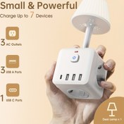 Resim 8'si 1 Arada Duvar Adaptörü ile Gece Lambası | 3 AC Priz & 4 USB Portu (1 USB-C Dahil) | Yatak Odaları, Çalışma Alanları ve Odalar için Mükemmel 