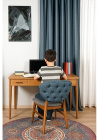 Resim Blackout Işık Geçirmez Karartma Kalın Fon Perde Salon Yatak Odası Çocuk Odası Mavi 