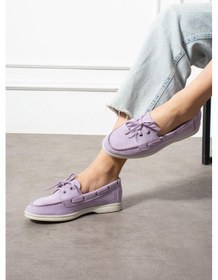 Resim Shoetek Rinsa Kadın Babet Bağcıklı Makosen Lila Süet Lila Süet 