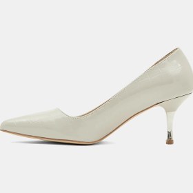 Resim Desa Kadın Bej Kroko Baskılı Sivri Burunlu Deri Stiletto 