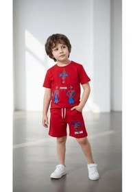 Resim Miniko Kids Erkek Çocuk Spiderman Örümcek Adam Modelli Pamuk Şortlu Takım Kırmızı 