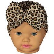 Resim Tunngoo Kız Bebek Leopar Desenli Bone Fiyonklu Bandana 0-1 Yaş 