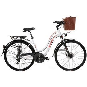 Resim Bisan Ctx 6300 Şehir Bisikleti 46 Cm Disk Fren 28 Jant 21 Vites Beyaz Kırmızı Mat Beyaz 