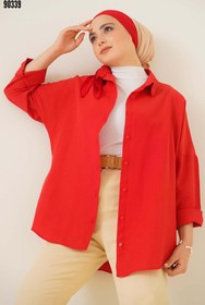 Resim 103901 Oversize Basic Tesettür Gömlek Kırmızı 