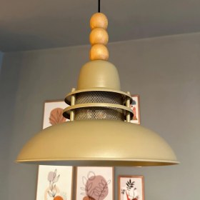 Resim Fener Bej Avize Ahşap Boncuklu Tekli Sarkıt Mutfak Çocuk Odası Masaüstü Aydınlatma Modelleri 